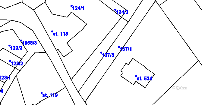 Parcela st. 137/5 v KÚ Horní Libchava, Katastrální mapa