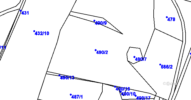 Parcela st. 490/2 v KÚ Horní Libchava, Katastrální mapa