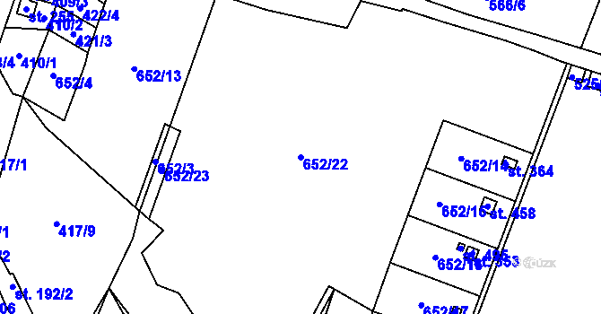 Parcela st. 652/22 v KÚ Horní Libchava, Katastrální mapa