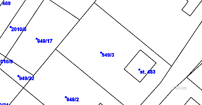 Parcela st. 949/3 v KÚ Horní Libchava, Katastrální mapa