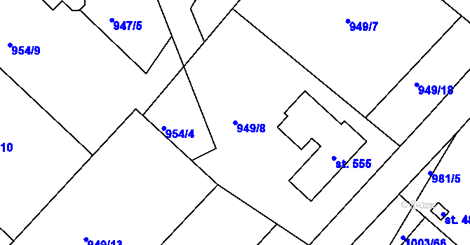 Parcela st. 949/8 v KÚ Horní Libchava, Katastrální mapa