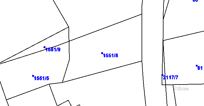 Parcela st. 1551/8 v KÚ Horní Libchava, Katastrální mapa