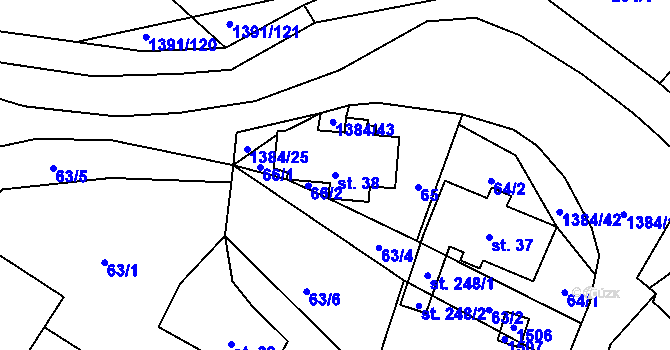 Parcela st. 38 v KÚ Horní Libchavy, Katastrální mapa