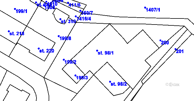 Parcela st. 98/1 v KÚ Horní Libchavy, Katastrální mapa