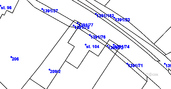 Parcela st. 104 v KÚ Horní Libchavy, Katastrální mapa