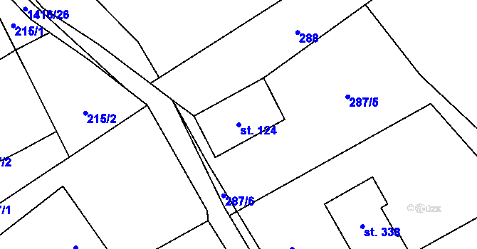 Parcela st. 124 v KÚ Horní Libchavy, Katastrální mapa