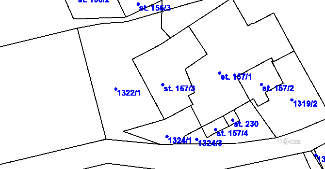 Parcela st. 157/3 v KÚ Horní Libchavy, Katastrální mapa