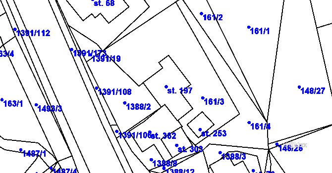 Parcela st. 197 v KÚ Horní Libchavy, Katastrální mapa