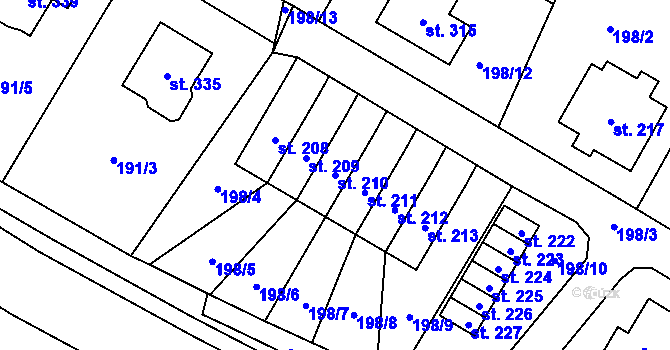 Parcela st. 210 v KÚ Horní Libchavy, Katastrální mapa