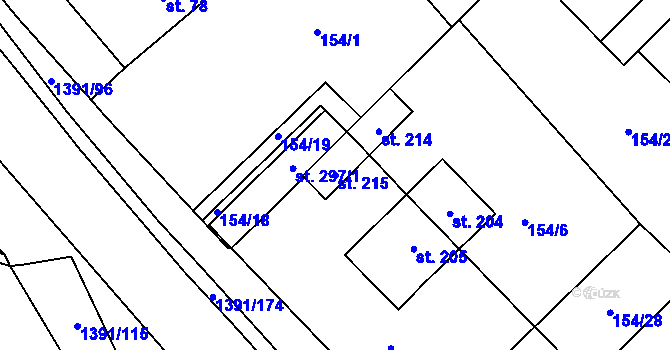 Parcela st. 215 v KÚ Horní Libchavy, Katastrální mapa