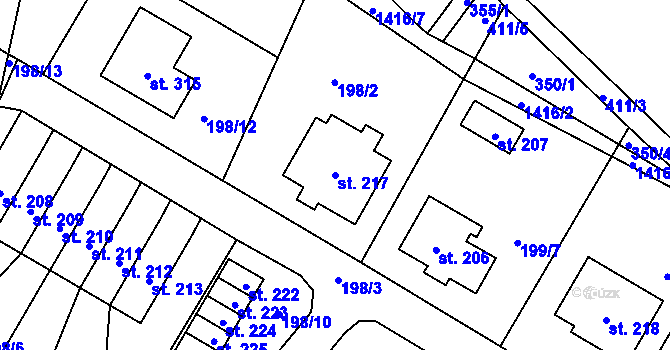 Parcela st. 217 v KÚ Horní Libchavy, Katastrální mapa