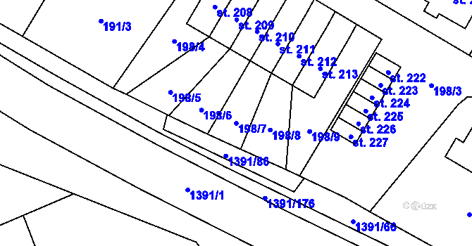 Parcela st. 198/7 v KÚ Horní Libchavy, Katastrální mapa