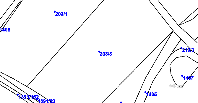 Parcela st. 203/3 v KÚ Horní Libchavy, Katastrální mapa