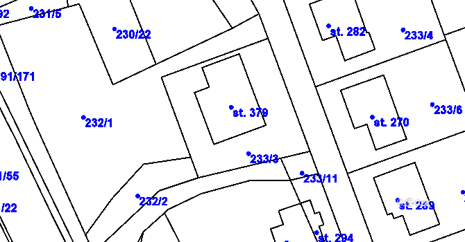 Parcela st. 233/3 v KÚ Horní Libchavy, Katastrální mapa