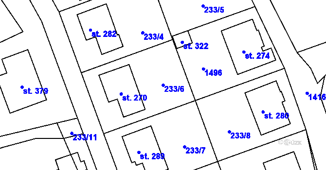 Parcela st. 233/6 v KÚ Horní Libchavy, Katastrální mapa