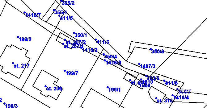 Parcela st. 350/4 v KÚ Horní Libchavy, Katastrální mapa