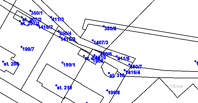 Parcela st. 350/6 v KÚ Horní Libchavy, Katastrální mapa