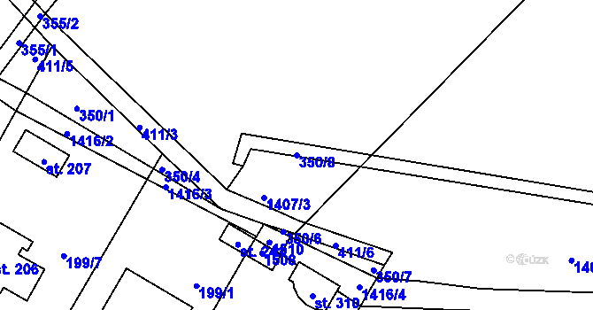 Parcela st. 350/8 v KÚ Horní Libchavy, Katastrální mapa