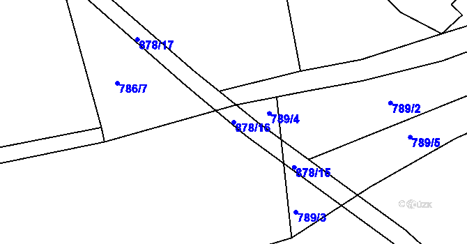 Parcela st. 878/16 v KÚ Horní Libchavy, Katastrální mapa