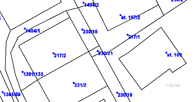 Parcela st. 230/21 v KÚ Horní Libchavy, Katastrální mapa