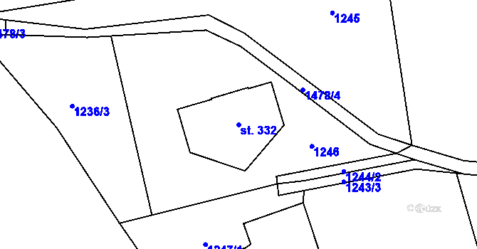 Parcela st. 332 v KÚ Horní Libchavy, Katastrální mapa