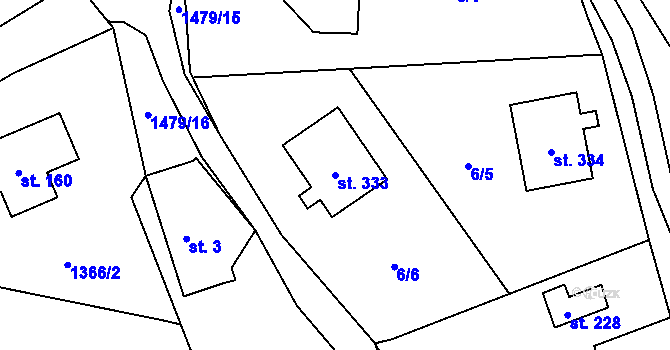 Parcela st. 333 v KÚ Horní Libchavy, Katastrální mapa