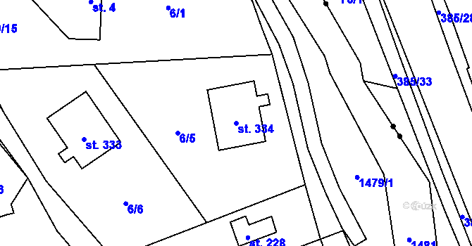 Parcela st. 334 v KÚ Horní Libchavy, Katastrální mapa