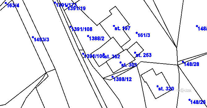 Parcela st. 362 v KÚ Horní Libchavy, Katastrální mapa