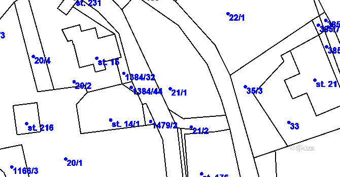 Parcela st. 21/1 v KÚ Horní Libchavy, Katastrální mapa