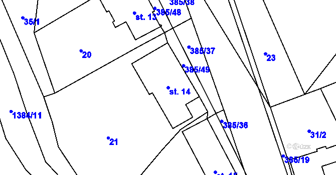 Parcela st. 14 v KÚ Prostřední Libchavy, Katastrální mapa