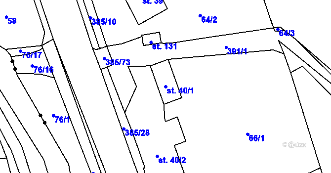 Parcela st. 40/1 v KÚ Prostřední Libchavy, Katastrální mapa