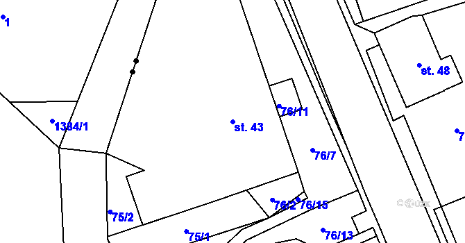 Parcela st. 43 v KÚ Prostřední Libchavy, Katastrální mapa