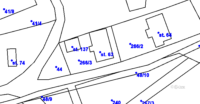 Parcela st. 63 v KÚ Prostřední Libchavy, Katastrální mapa