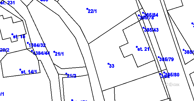 Parcela st. 35/3 v KÚ Prostřední Libchavy, Katastrální mapa