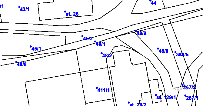 Parcela st. 48/2 v KÚ Prostřední Libchavy, Katastrální mapa