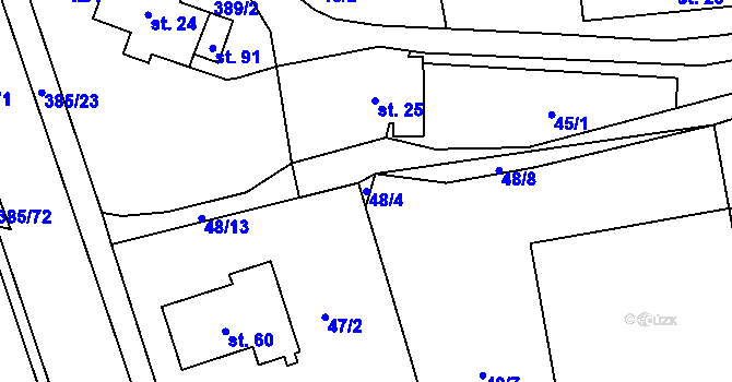 Parcela st. 48/4 v KÚ Prostřední Libchavy, Katastrální mapa