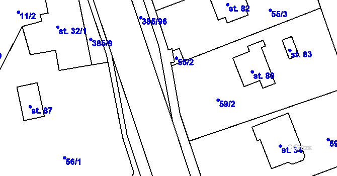Parcela st. 385/24 v KÚ Prostřední Libchavy, Katastrální mapa