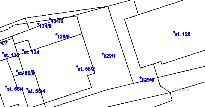 Parcela st. 129/1 v KÚ Prostřední Libchavy, Katastrální mapa