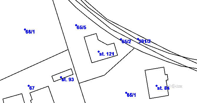 Parcela st. 121 v KÚ Prostřední Libchavy, Katastrální mapa
