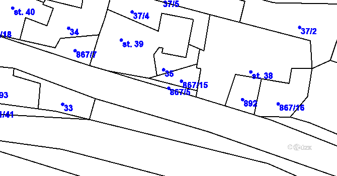 Parcela st. 867/5 v KÚ Horní Libochová, Katastrální mapa