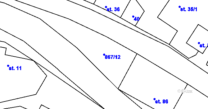 Parcela st. 867/12 v KÚ Horní Libochová, Katastrální mapa