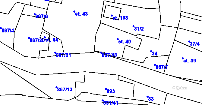 Parcela st. 867/18 v KÚ Horní Libochová, Katastrální mapa