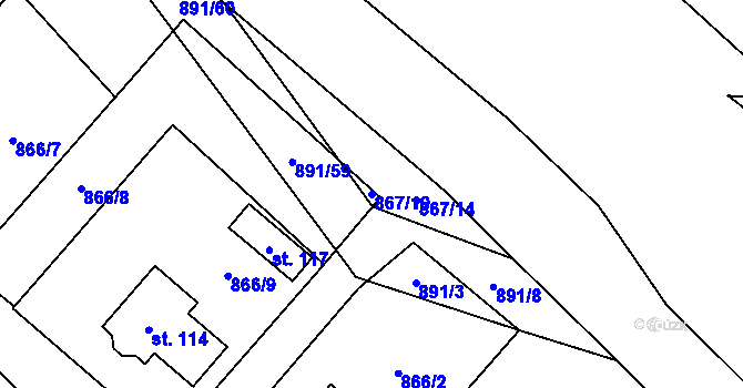 Parcela st. 867/19 v KÚ Horní Libochová, Katastrální mapa