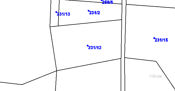 Parcela st. 231/12 v KÚ Horní Libochová, Katastrální mapa