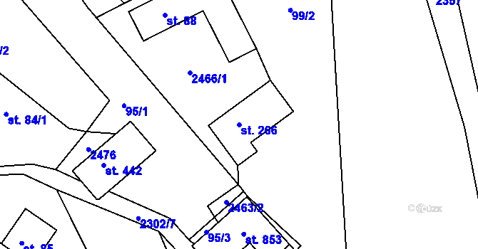 Parcela st. 266 v KÚ Horní Lideč, Katastrální mapa