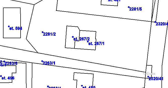 Parcela st. 267 v KÚ Horní Lideč, Katastrální mapa