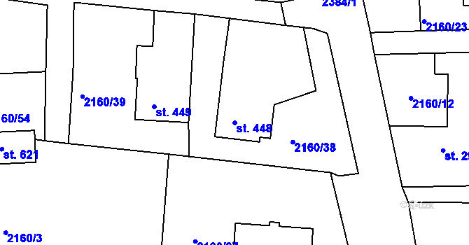Parcela st. 448 v KÚ Horní Lideč, Katastrální mapa