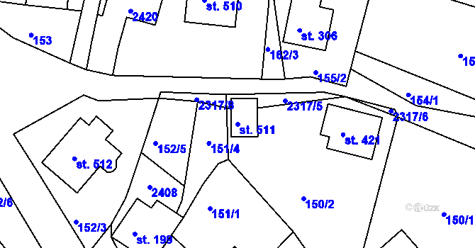 Parcela st. 511 v KÚ Horní Lideč, Katastrální mapa
