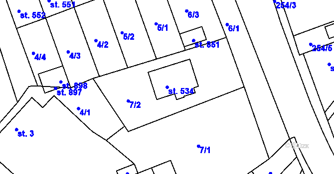 Parcela st. 534 v KÚ Horní Lideč, Katastrální mapa