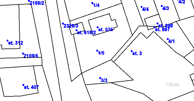 Parcela st. 1/5 v KÚ Horní Lideč, Katastrální mapa